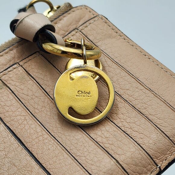 Chloe Alphabet Leather Blush Cardholder Zip Wallet - Picture 4 of 7
